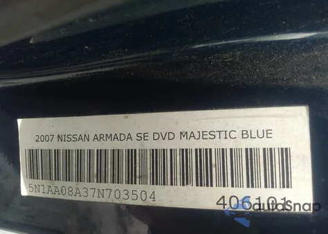 2007 Nissan Armada Se из США, поврежденный, VIN 5N1AA08A37N703504